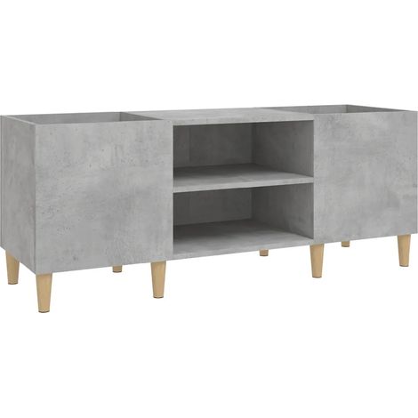 Armoire à disques classique avec grand espace de rangement 121 x 38 x 48 cm en bois d'ingénierie gris béton (1/5)