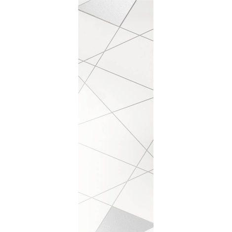 ORIANA - Penderie 1 porte avec 2 étagères Blanc Laqué avec Sérigraphies et Miroirs