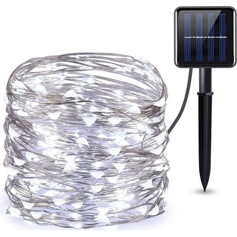 1 Guirlande Solaire,20M,200 LED Blanc Froid,IP65 Étanche,8 Modes,Panneau Monocristallin,Jardin,Mariage,Fête (1/5)