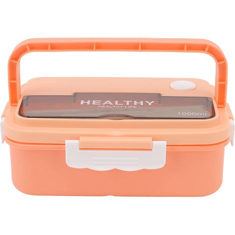 Boîte à lunch en plastique à 3 compartiments, boîte allant au micro-ondes, 1 000 ml, pour adultes, étudiants, employés de bureau (rose) (1/5)