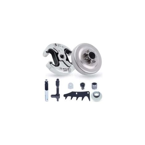 Kit pignone per motoseghe Husqvarna 445, 445II, 450 e 450II, pignone 325 (7 denti) con frizione, griffa, pompa dell'olio e cuscinetto - Accessorio ricambi Crezuo (1/4)