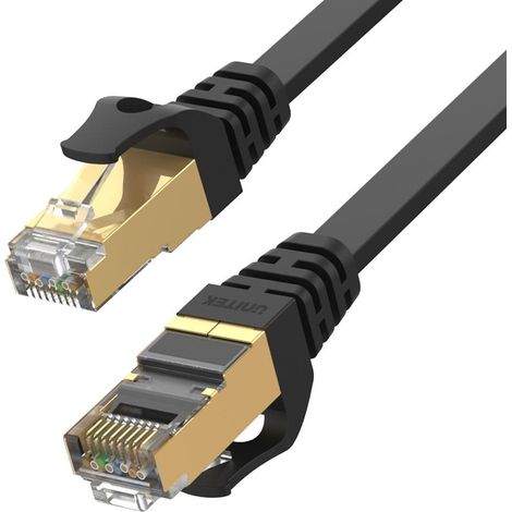 UNITEK Unitek C1897BK Câble plat Ethernet catégorie 7 avec connecteurs RJ45 plaqués or 100% cuivre SSTP Structure torsadée à double blindage Compatible avec 10GBaseT 5 m (C1897BK-5M) (1/5)