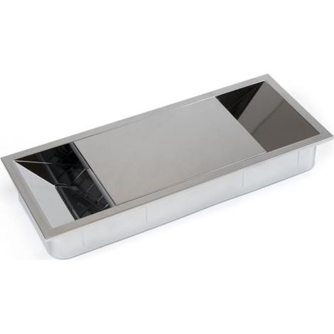 Emuca Pasacables mesa, rectangular, 152 x 61 mm, para encastrar, Plástico, Cromado - (1/5)