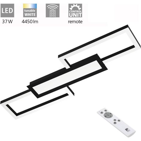 Plafoniera Moderna Monirote Acciaio Nero Luce Led Integrato 37W (1/3)