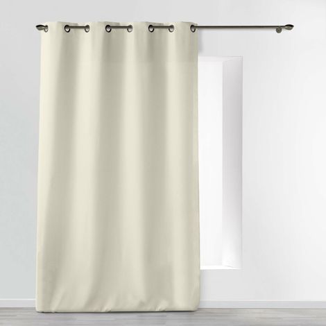 Rideau grande hauteur à œillets 140 x 280 cm – Polyester uni Essentiel Ecru (1/4)