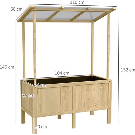 Jardinière surélevée en bois avec couvercle, 110 x 60 x 152 cm, doublée de polaire, finition naturelle. (1/5)