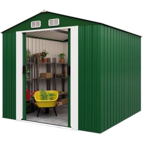 Abri de jardin en métal Vert 257 X 312 cm. Avec fondations incluses (1/5)