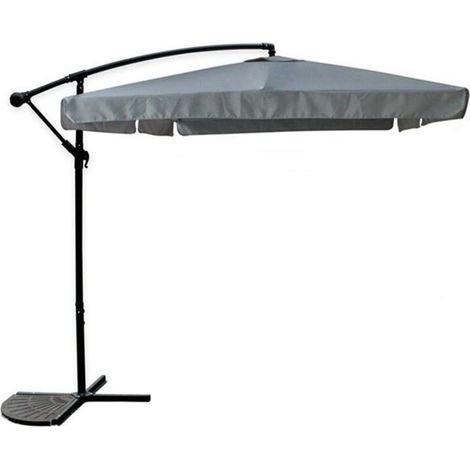 TrAdE Shop Traesio - Ombrellone Laterale Da Giardino Protezione Sole 2x3mt Impermeabile Grigio Con Base 223212 - (1/5)