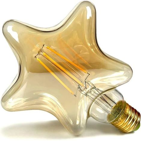 Ampoules LED Vintage 4W Blanc Chaud 2700K 220/240V Edison Vis E27 Base Spécialité Ampoule Décorative G125 (Étoile) (1/5)