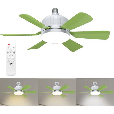 Ventilateur de plafond avec télécommande, 3 vitesses, 3 couleurs, idéal pour la chambre, vert matcha, intensité variable (1/5)