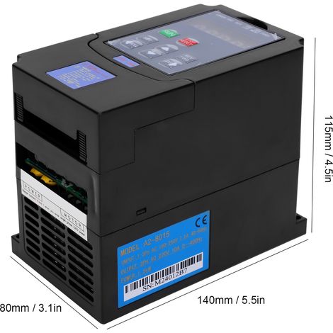 Convertisseur de fréquence/variateur de vitesse pour ventilateur/moteur 1,5 kW, entrée monophasée/triphasée 180-250 V CA, sortie triphasée 220 V (1/5)