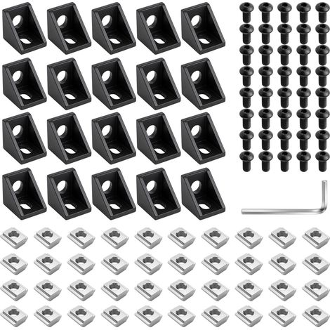 20 PCS Connecteurs Angle Profilé Aluminium 20x20mm Équerre Fixation Alu (1/5)