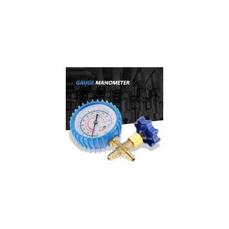Manomètre de recharge de réfrigérant pour climatisation, compatible avec les fluides frigorigènes R410A, R22, R134A et R404A. (1/5)