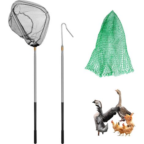 Filet de Pêche Rétractables pour Volailles Attrape-Poulet Rétractable Kit 2 en 1 avec Crochets et Filêt de Pêche pour Volailles Kit de Filet de Peche évolutif pour Volaille Oiseaux Poissons (1/5)