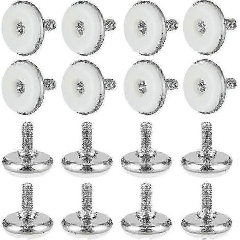 30 pieds de nivellement réglables blancs, construction en plastique et métal, tige filetée M6x15mm, base de 30mm, pour le nivellement des meubles. (1/5)