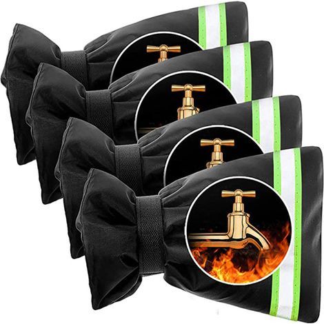 Set of 4 reusable, frost-resistant and insulated outdoor tap covers with reflective strips for cold weather (green) (1/5)