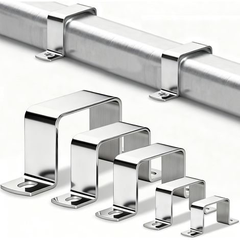 20 Pièces Colliers De Serrage Carrés 20x20 mm Supports de Connecteur en Forme de U Collier Serrage Carre en Acier Inoxydable 304 Support carré en U (1/5)