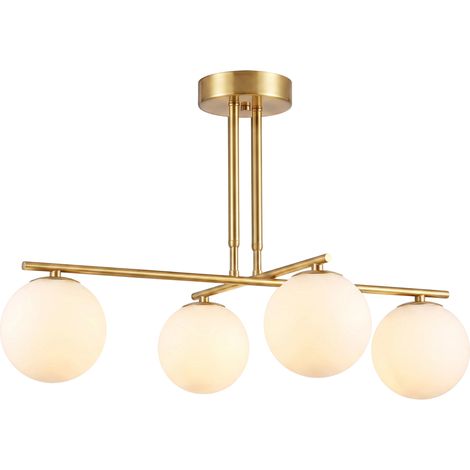 Hängeleuchte 4 Kugelschirme, höhenverstellbar 47-60cm, 350° drehbar, 4x G9, Weiß (1/5)