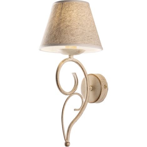 Applique vienna ferro Avorio Oro una luce paralume effetto tessuto 19x h38 cm (1/3)