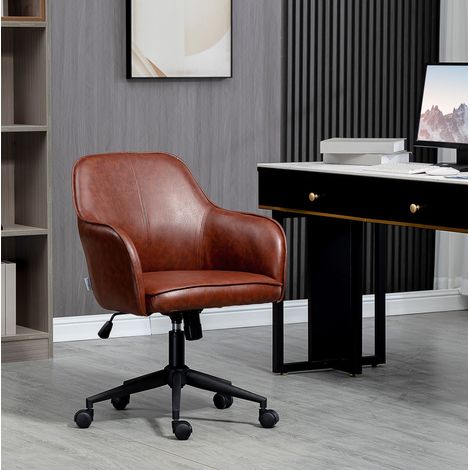 Stuhl Schreibtischstuhl Wippfunktion Höhenverstellbar Braun OKMYHOME (1/4)