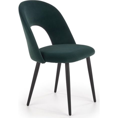 Chaise moderne en velours vert foncé avec pieds en acier noir CLEAR (1/5)
