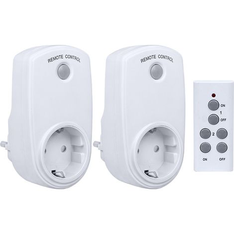 Lot de 5 Prises Connectées Programmable, Prise Commande à Distance avec 2 Télécommandes et Piles Incluses, Portée de 30M en Extérieur, Interrupteur Marche/Arrêt (1/4)