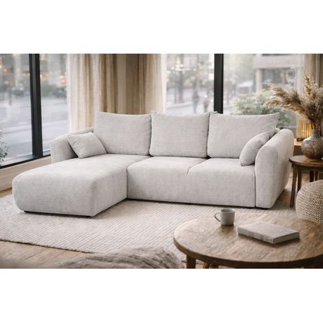 Divano angolare Santi con funzione letto e contenitore – 255×165 cm – moderno, trasformabile, comodo per il soggiorno (1/5)