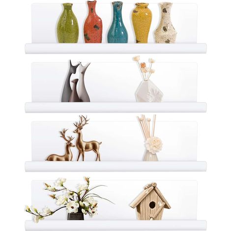 4pcs étagère Murale sans perçage, étagère Murale en Acrylique étagère murale de décoration de la maison, adaptée à la cuisine, à la salle de bain, au bureau, au salon, blanc (1/5)