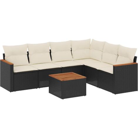 vidaXL Set Divani da Giardino con Cuscini 7pz Nero Polyrattan (1/5)