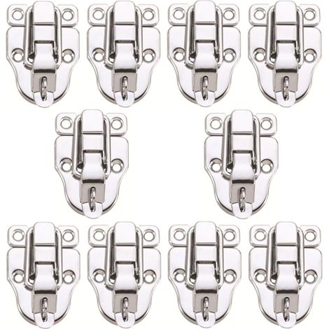 10er-Packung Metall-Entenschnabel-Verschlüsse, geeignet für Holzkisten, Werkzeugkästen usw., silberfarben.
