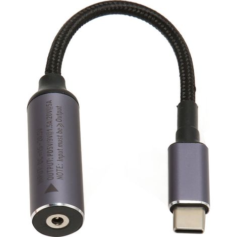 Stromwandlerkabel, DC 3,0 mm x 1,1 mm Buchse auf USB Typ-C Stecker, mit automatischem PD-Chip, unterstützt 100W Schnellladung und ist mit einem Nylongeflecht ummantelt.