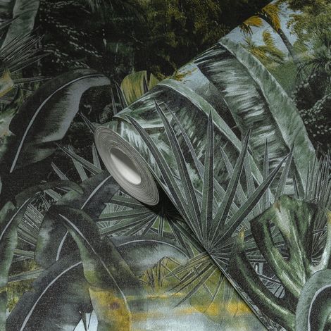 A.S. Creations – Papier peint panoramique jungle – Tapisserie tropicale et exotique – Intissé embossé – Application facile sur murs – Pour salon et espaces modernes (1/5)