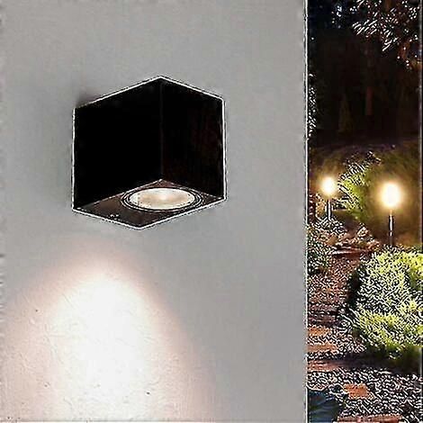 Moderne rechteckige schwarze LED-Wandleuchte IP44, kompatibel mit GU10-Leuchtmitteln (1/3)