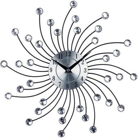 Horloge Murale de Fer Silencieux Horloge décorative Unique Forme Moderne Cuisine Mur Horloges Home Decor Horloge pour Le Salon, Bureau, école (Rotating Radiation) (1/5)