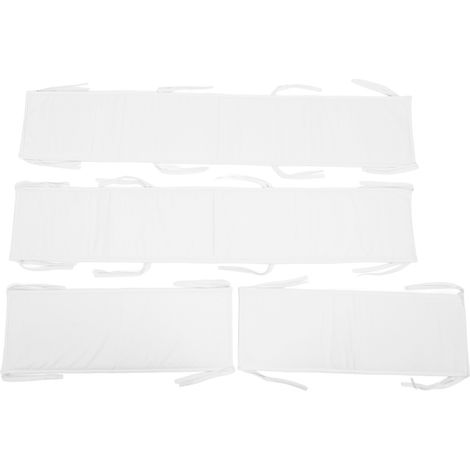 Eosnow 4pcs Baby -Stoßstangen für Krippen in voller Größe Kollisionsschutz fester Farbe Weiche atmungsaktive Krippen Liner Stoßfänger Weiß (1/5)
