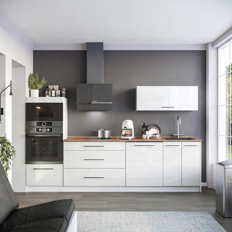 Mueble de cocina Fame-Line, Blanco alto brillo/Blanco, 280 cm sin encimera, Vicco (1/5)