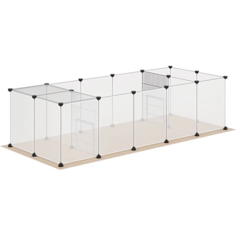 Pawhut valla para mascotas DIY con 20 paneles de resina parque para animales pequeños con tapete jaula modular para cobayas conejos 175x70x45 cm (1/5)