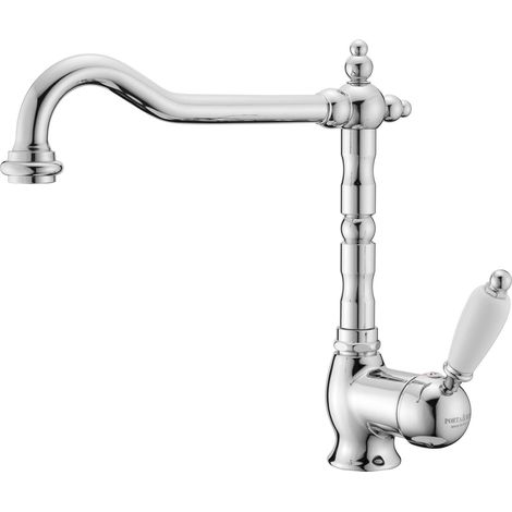 Mezclador de fregadero con caño regulable Porta & Bini New Old 50470  Bronce - Blanco