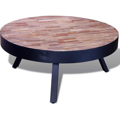 vidaXL Table basse ronde Bois de teck recyclé (1/5)