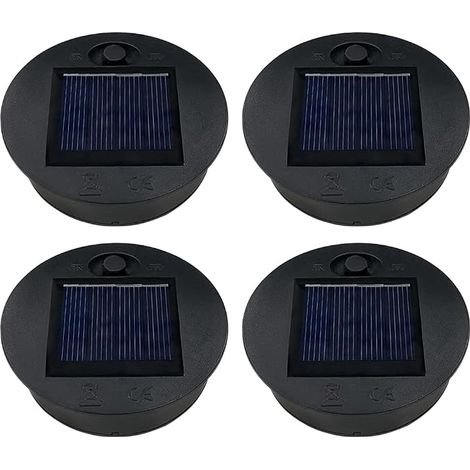 Juego de 4 paneles solares de repuesto, perfectos para faroles de exterior y accesorios de jardín (diámetro superior 7 cm, diámetro interior 6,2 cm). (1/5)