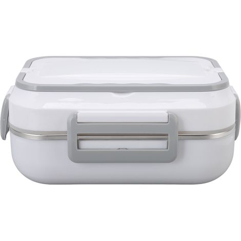 Boîte à lunch isotherme électrique 1,5 L pour voiture, maison ou voiture, double usage, doublure en acier inoxydable, blanche, prise européenne 220 V (1/5)