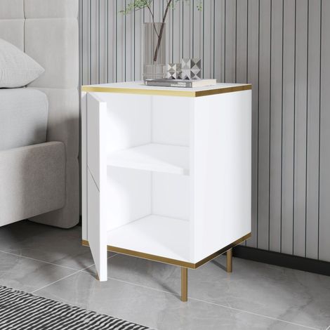 Mesilla Vestone, un Estante, Puerta Abatible, Una Puerta, 40x35x60h cm Blanco (1/5)