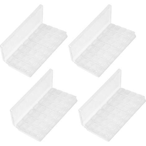 Boîte de Rangement Transparente 4 Pièces, 28 Compartiments, Conteneur à Bijoux en Plastique pour Bagues et Strass (1/5)