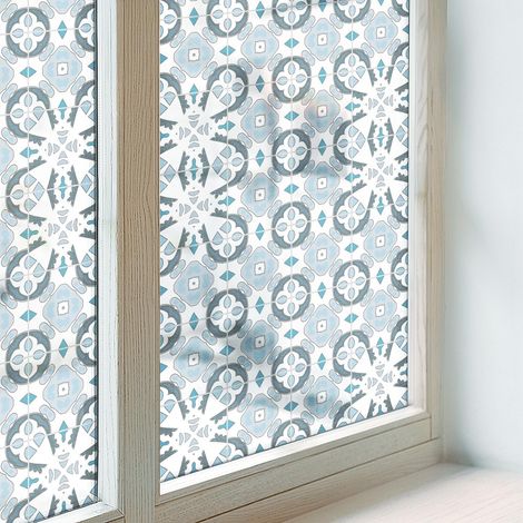 Sichtschutzfolie 50x116 cm Blickdicht Dekorfolie PVC Dekorativ Folie für Schlafzimmer Selbstklebend Sichtschutz Fenster Milchglas Geometrische Muster
