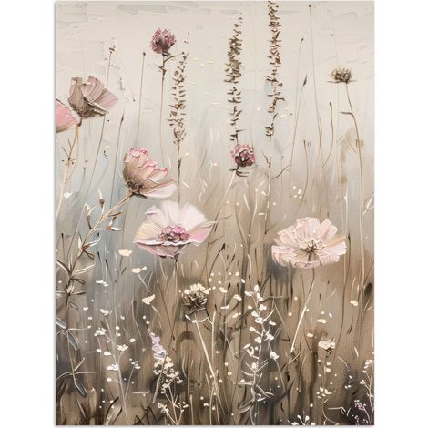 AFFICHE Fleurs - Rose - Moderne - Beige Décoration Murale 60x80 cm (1/4)