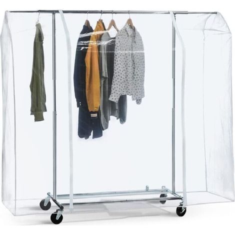 Housse de protection pour cintres – Transparente, étanche et anti-poussière, 152 x 180 x 50 cm, lot de 1 (1/5)