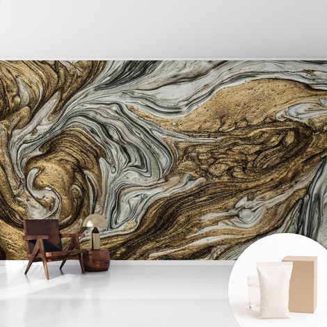 Tapete Vliestapete mit Kleber - Wandgestaltung - Tapete Wohnzimmer - Flur Eingangsbereich Abstrakte Wirbel 416x254 cm (1/5)