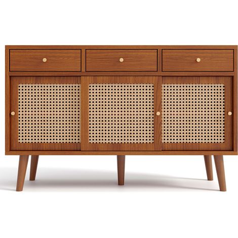 Sideboard mit 3 Schubladen und 3 Schiebetüren aus MDF in Nussbaum, 120 x 40 x 78 cm (1/5)
