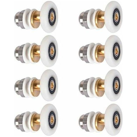 Roulette Pour Porte De Douche - Diamètre 19 mm - Épaisseur Roue 5 5 mm - Longueur Totale 33 mm - Convient Portes Verre 12 à 14 mm - Lot De 8 (1/5)