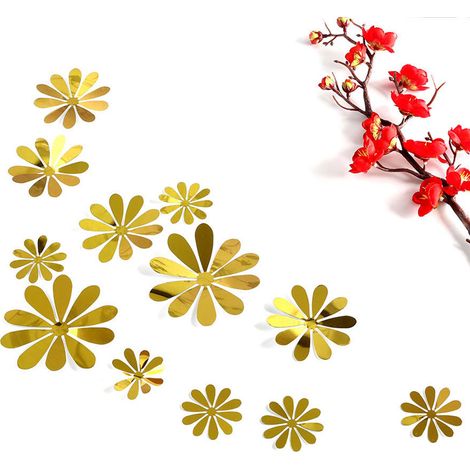 Décor mural adhésif 3D motif tournesol, pack de 12 pièces, autocollant de Noël, mariage, marché, décoration de fête (1/3)